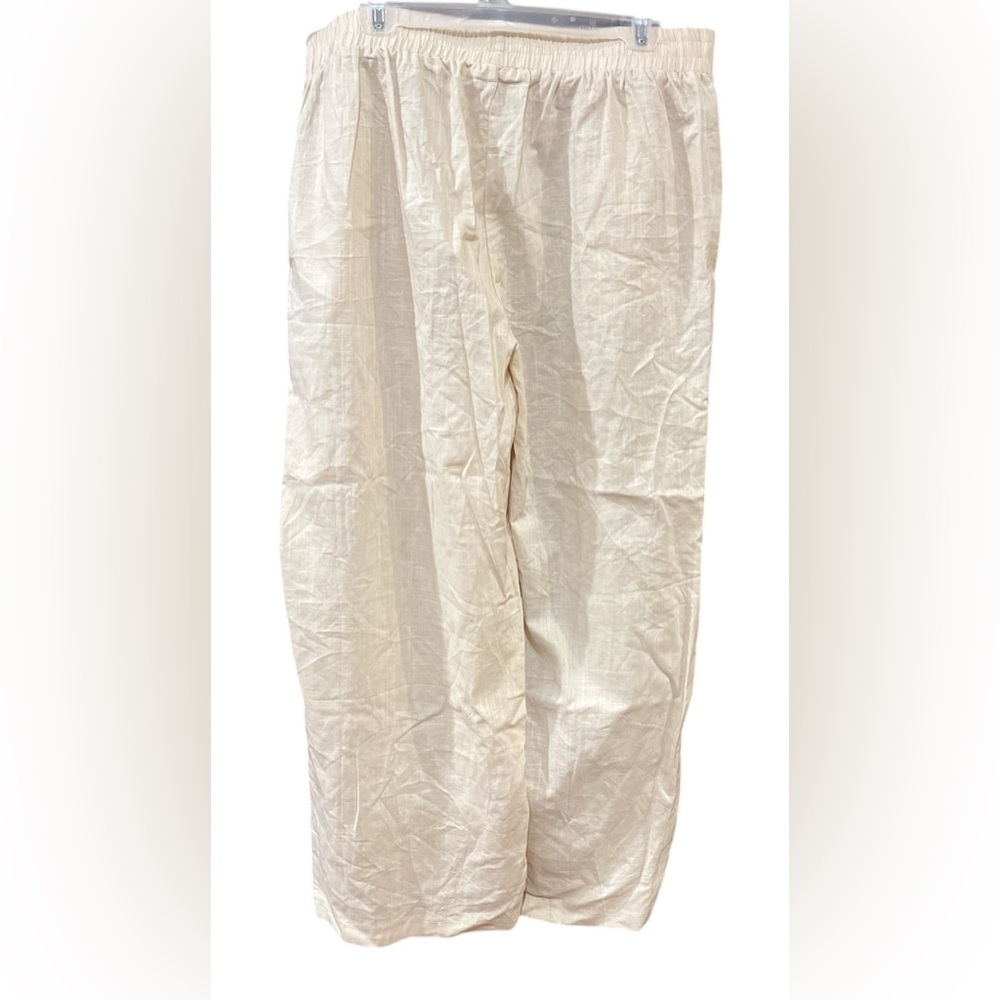Women’s Light Cream Linen-Like Wide-Legged Pants Size XL - Picture 5 of 7